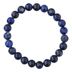 Blue Sodalite - Stone of Wisdom - Handmade Yoga Stretch Elastic Bracelet Natural Stone Crystal Healing Power Energy Gifts for Unisex Adult 8mm Gemstone