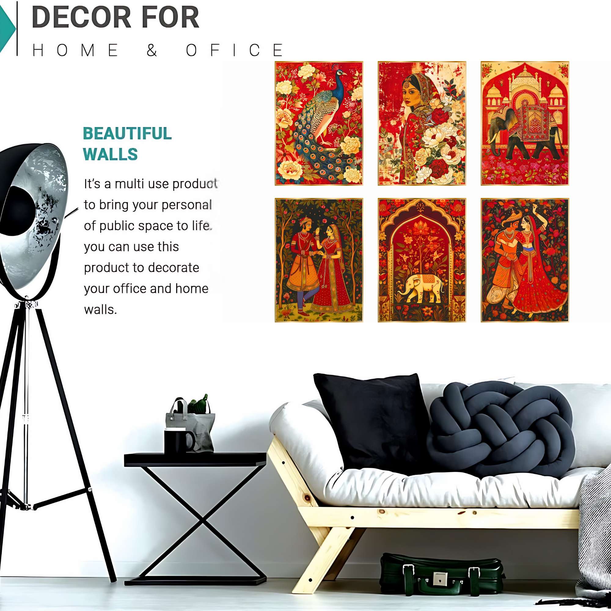 Set of Six Wall Paintings for Wall Dacoration Golden Framed Wall Paintings for Living Room & Bedroom Wall Art for Home Decoration & Office Wall Décor (17x13 inch CH-GD6-11) - Image 2
